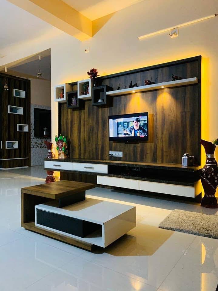 Vertical Fluted Wooden Slats Wall Panelling with Warm LED Profile Accents - Execution #